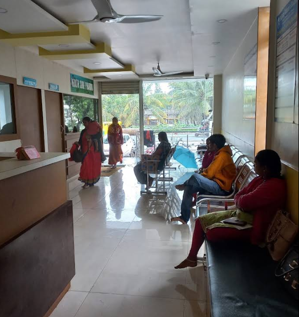 Patients in the hospital lobby